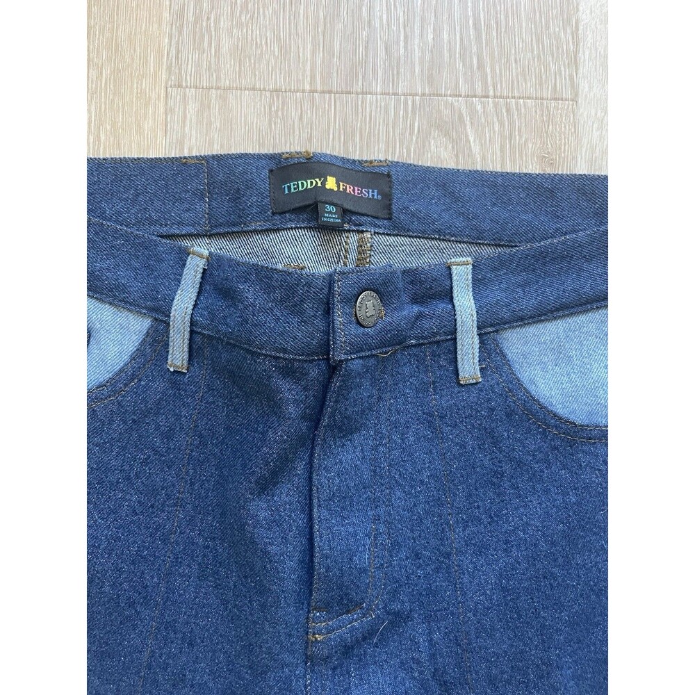 TEDDY FRESH Pants Lag Zip Off Denim Pants Unisex Size 32 Relaxed Fit Jeans NWT - Picture 5 of 9